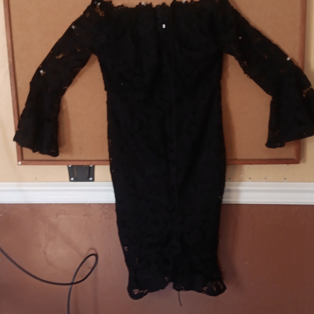 Black Midi Dress, Size Large (8-10)